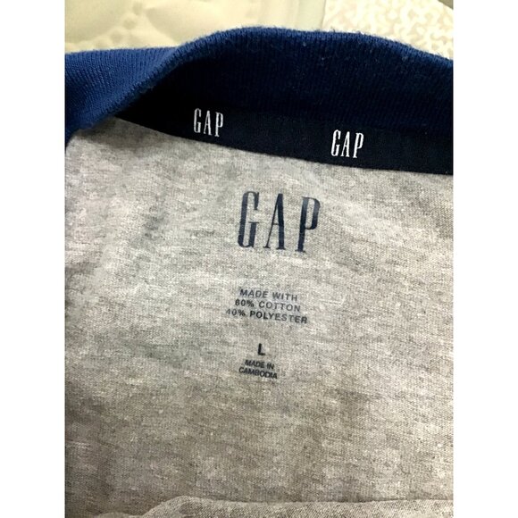 GAP MENS GREY/NAVY CREW NECK LONG SLEEVE T-SHIRT SIZE LARGE - Picture 3 of 6